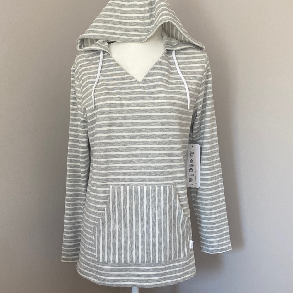 RBX Women's Light Gray Striped Hoodie